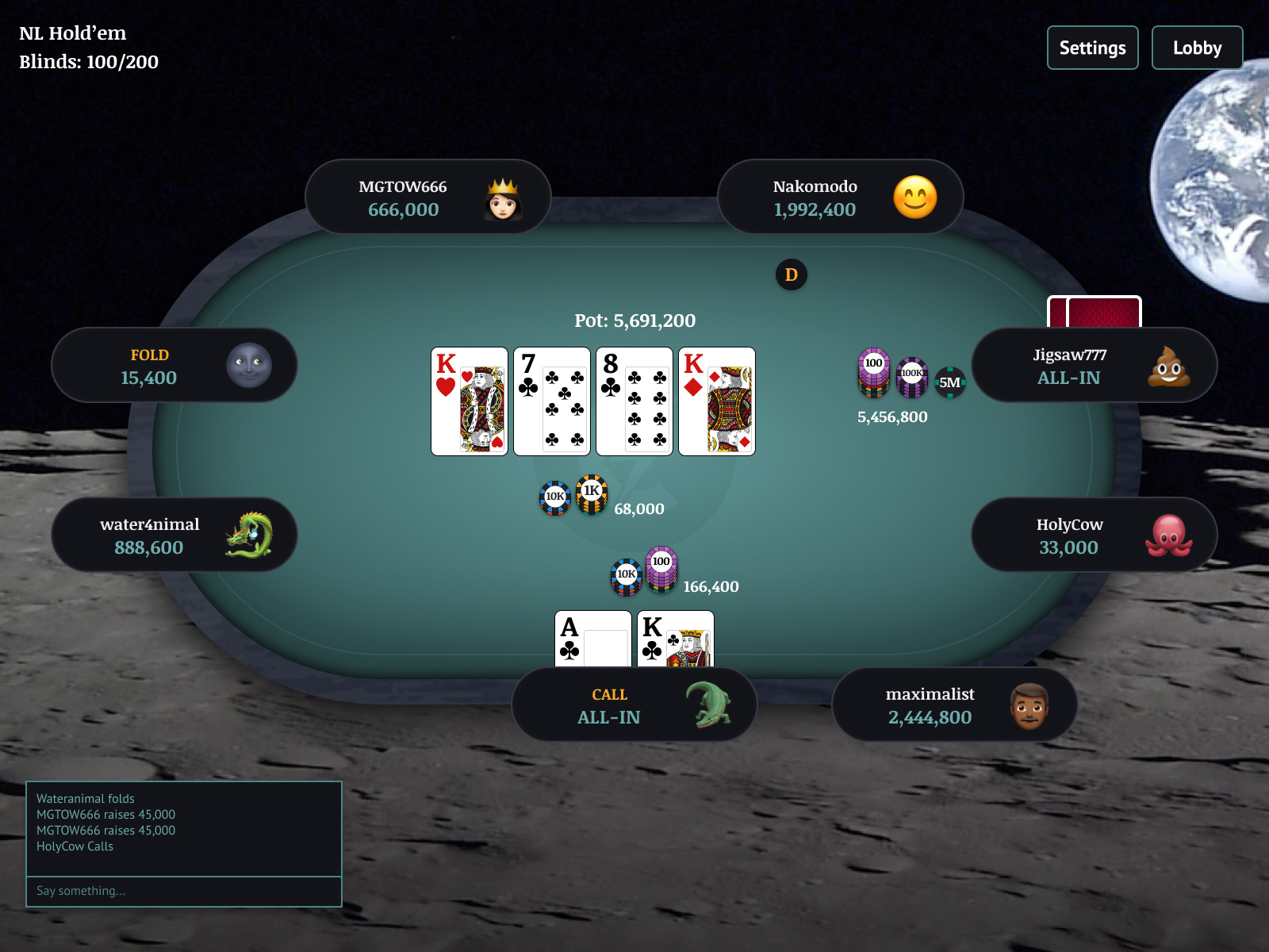 Screenshot of Lightining CHIPS Poker